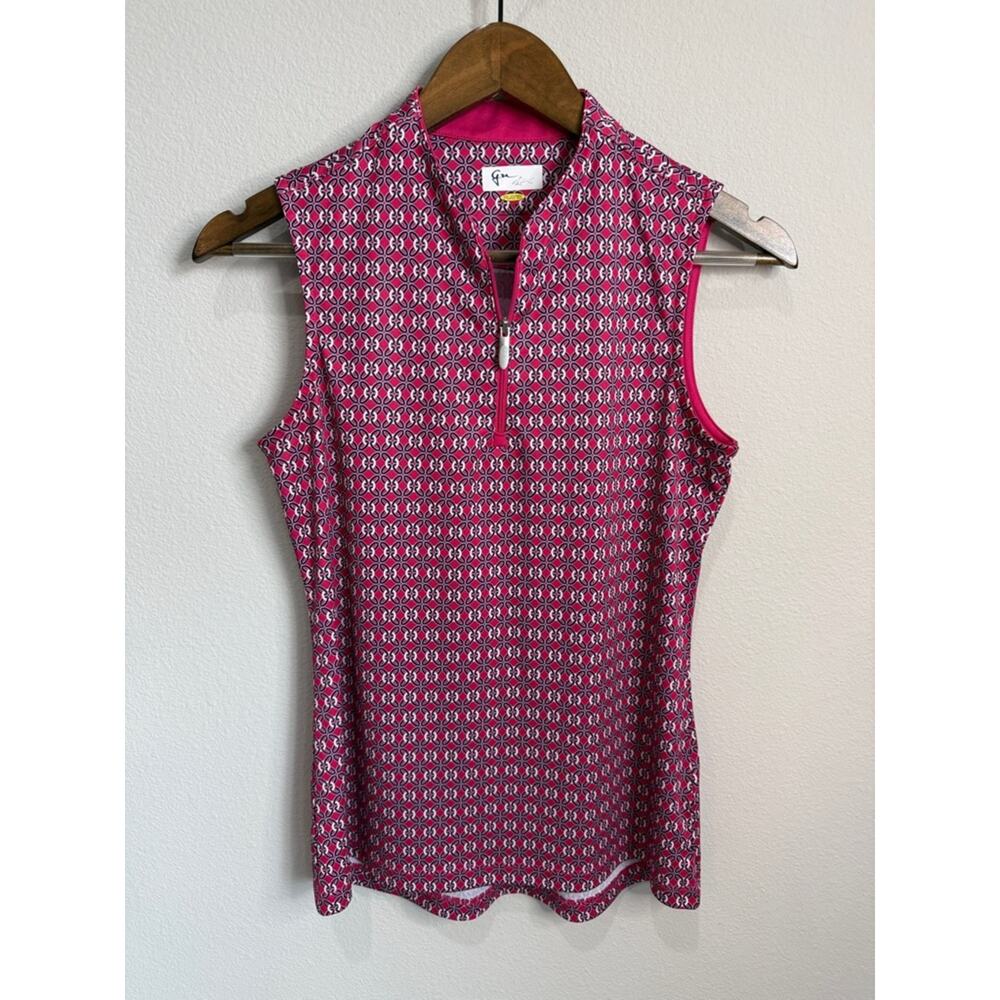 Greg Norman for TPC Pink Print Play Dry Sleeveless Golf Shirt Size S